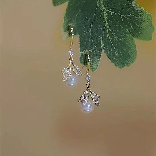 Aretes Diseño Coreano con Perla y Circonita Completa - Image 2