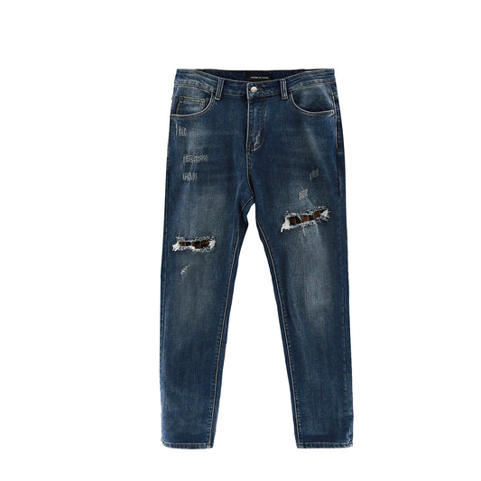 Jeans Slim Fit Hombre con Parches Retro - Estilo Juvenil Recto - Image 2