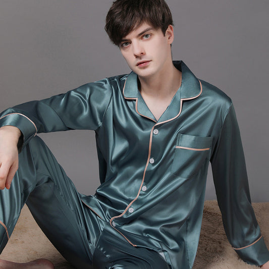 Pijama de Seda para Parejas Primavera Otoño - Image 2