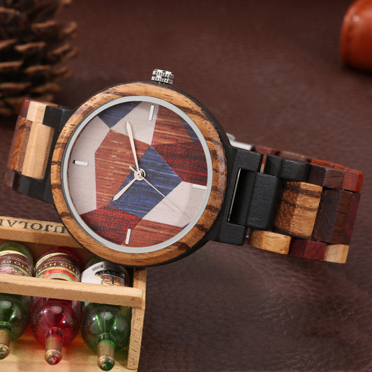 Reloj de Madera con Diseño Geométrico Moderno para Hombre - Image 2