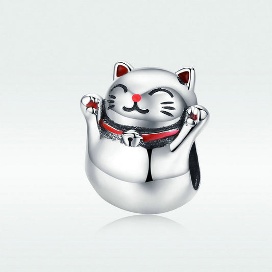 Pulsera de Cuentas Gato de la Suerte en Plata Esterlina - Image 2