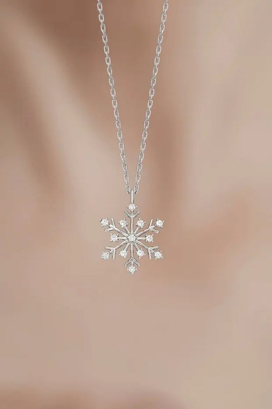 Collar de Plata 925 con Copo de Nieve y Piedra Blanca - Image 2