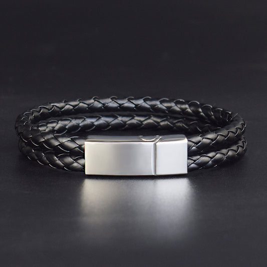 Pulsera de Cuero Tejido Personalizada para Hombre - Image 2