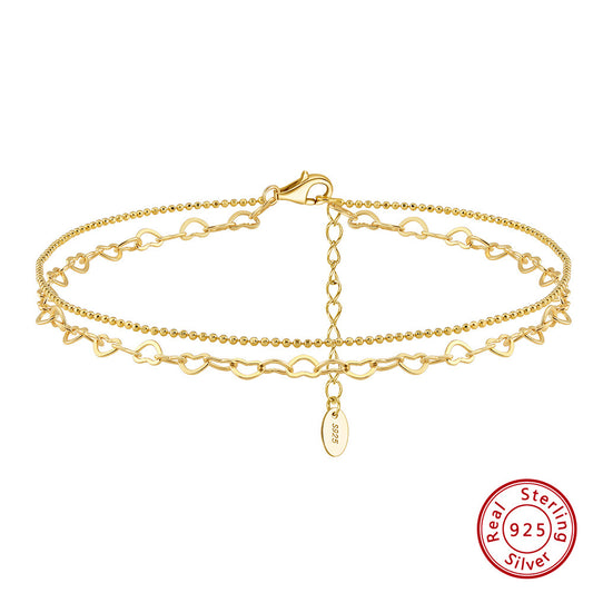 Collar y Tobillera Doble Capa en Plata Esterlina S925 - Diseño Minimalista - Image 2
