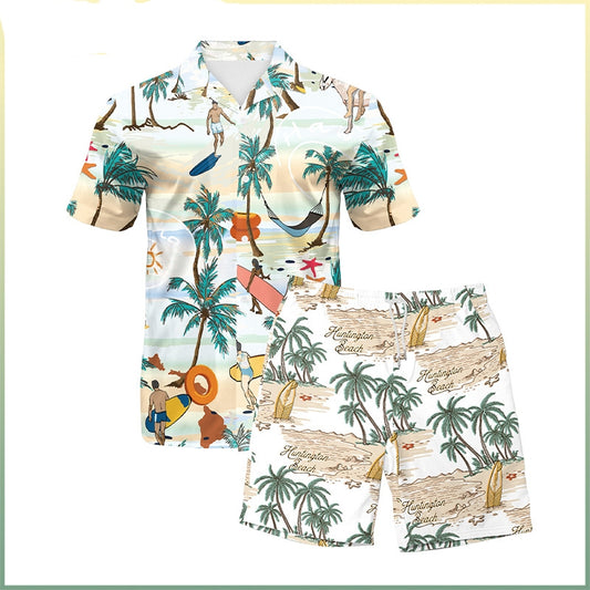 Conjunto de Dos Piezas: Shorts y Camisa Estampada para Playa y Viajes - Image 2
