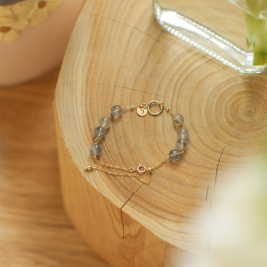 Pulsera de Cuarzo Aguamarina y Cristal Dorado para Mujer - Image 2