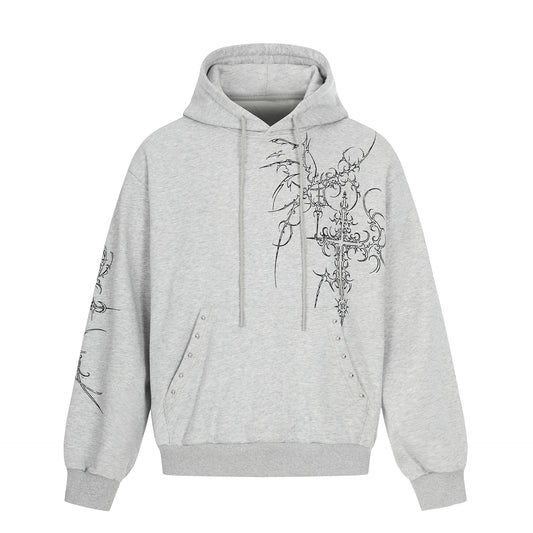 Sudadera con Capucha Retro Estilo Europeo Americano con Tachuelas Cruzadas para Hombre - Image 2