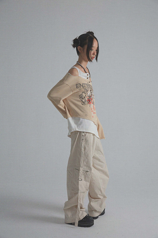 Blusa Vintage Efecto Capas con Estampado y Mangas Largas - Image 2