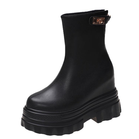 Botas Cortas con Cuña Interna de 4CM - Tacón Elevado y Base Plana - Image 2