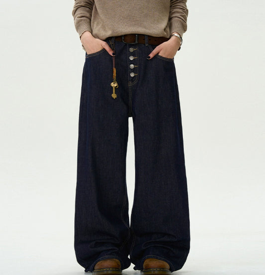 Jeans Rectos Retro con Botones - Estilo Clásico Inconfundible - Image 2
