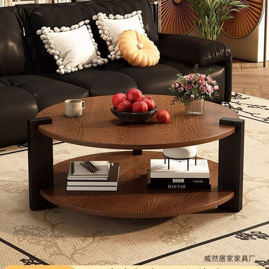 Mesa de Centro Circular en Nogal Negro - Diseño Clásico Madera Maciza - Image 2