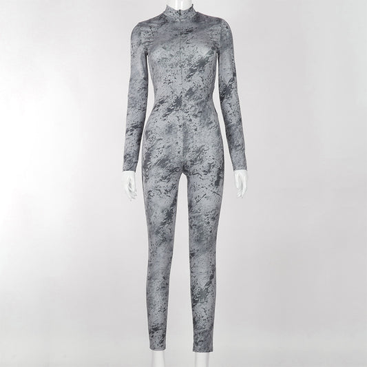 Mono Ajustado Invierno Mujer con Cuello Alto y Estampado Moderno - Image 2