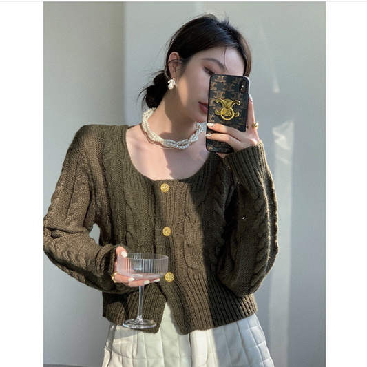 Cardigan Tejido de Color Liso para Mujer - Image 2