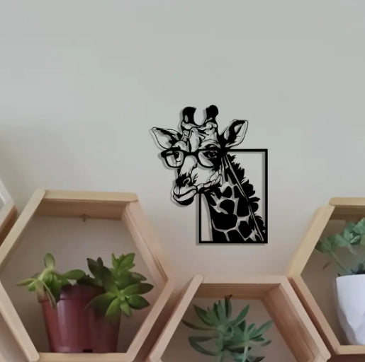 Decoración de Pared Jirafa con Gafas - Silueta Moderna - Image 2