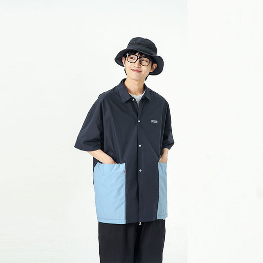 Camisa Suelta Japonesa con Estampado Colorblock y Bordado - Image 2