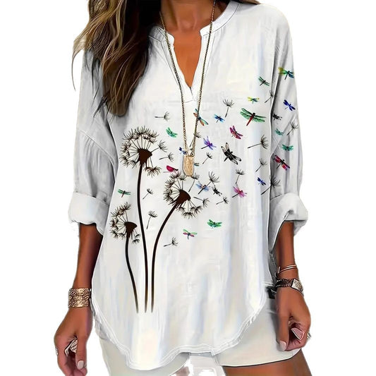 Blusa Mujer Cuello Parado con Botones y Hombros Caídos - Image 2