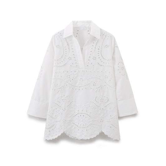 Blusa Casual de Cuello V Versátil y Elegante para Mujer - Image 2