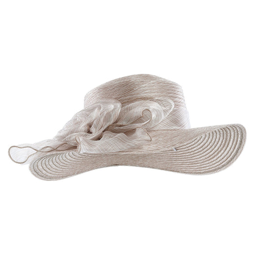 Sombrero de Paja Ala Ancha con Moño Floral Elegante - Image 2