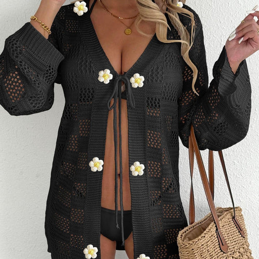 Blusa Tejida Calada de Manga Larga Estilo Europeo - Image 2