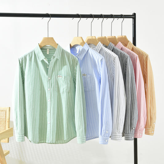 Camisa Oxford Casual de Rayas para Hombre - Corte Relajado y Manga Larga - Image 2