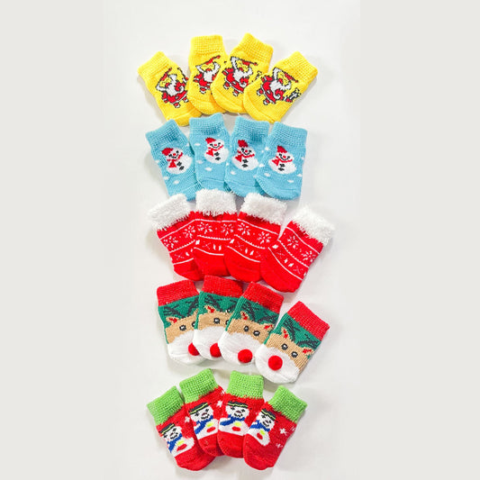 Calcetines Navideños para Perros con Diseño de Papá Noel y Reno - Image 2