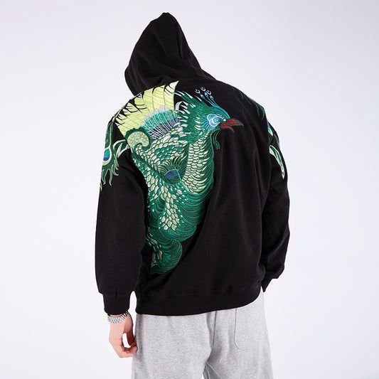 Sudadera con Capucha y Bordado de Pavo Real para Hombre - Image 2