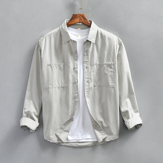 Camisa de Trabajo Minimalista Retro de Manga Larga para Hombre - Image 2