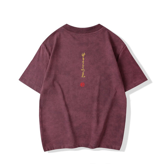 Playera Teñida a Mano con Bordado de Loto Lavado Artesanal - Image 2