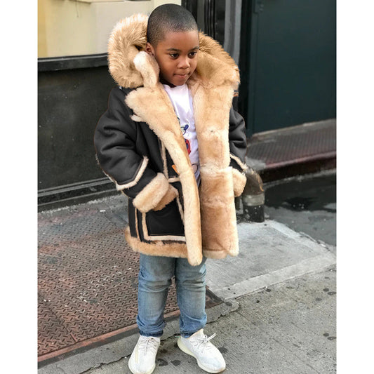Chaqueta Acolchada con Capucha y Forro de Pelaje para Niños - Image 2