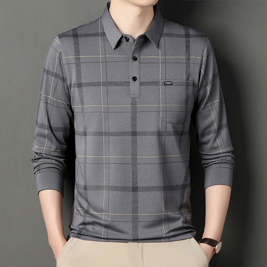 Polo Casual de Rayas Manga Larga para Hombre - Otoño - Image 2