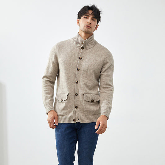 Cardigan de Cashmere Tejido Casual Manga Larga para Hombre - Image 2