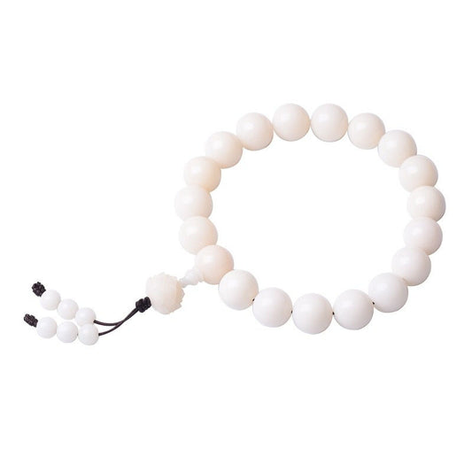 Pulsera Rosario de Jade Blanco Natural con Raíz Bodhi - 18 Cuentas - Image 2