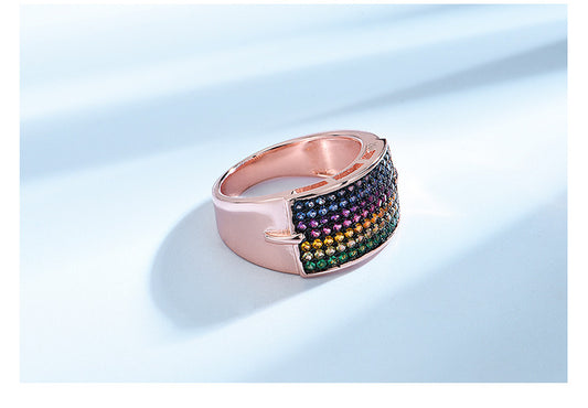Anillo de Plata 925 con Gemas Arcoíris - Diseño Personalidad - Image 2