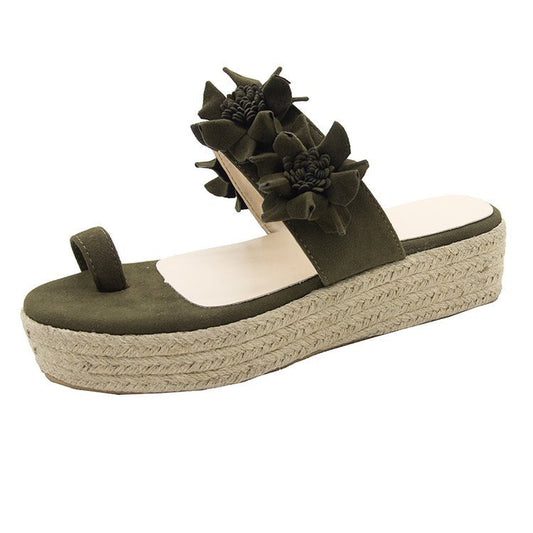 Sandalias Rojas Estilo Coreano con Suela de Rafia para Mujer - Image 2