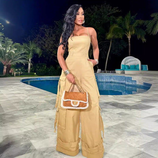 Jumpsuit de Trabajo para Mujer con Bolsillos Múltiples y Pierna Ancha - Image 2