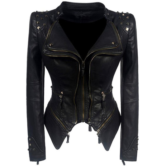 Chaqueta de Cuero Ajustada Tipo Esmoquin Corta - Image 2