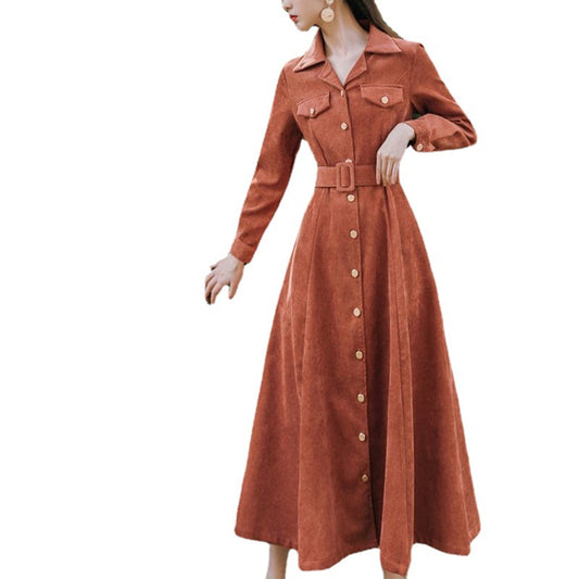 Vestido Camisero de Pana French Girl - Elegancia Casual para Mujer - Image 2