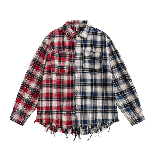 Camisa de Cuadros para Hombre con Costuras de Contraste - Image 2