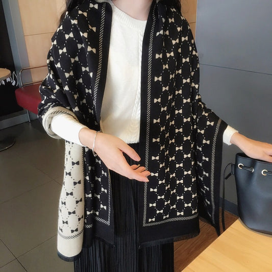 Chaleco Doble Cara con Moño - Pashmina Artificial Oversize - Image 2