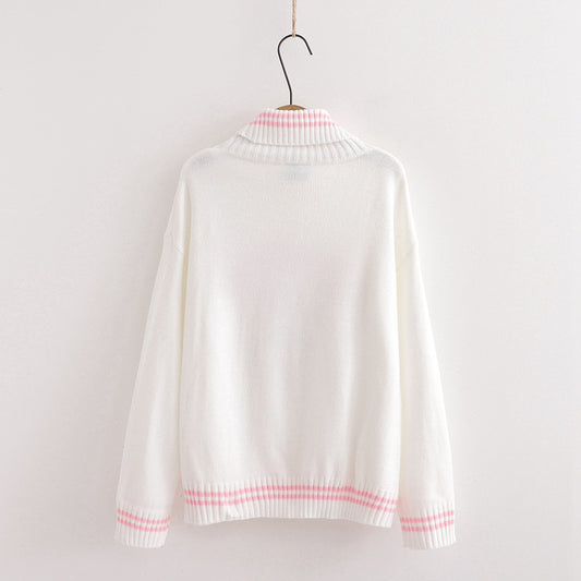 Suéter de cuello alto con bordado de fresas - Image 2