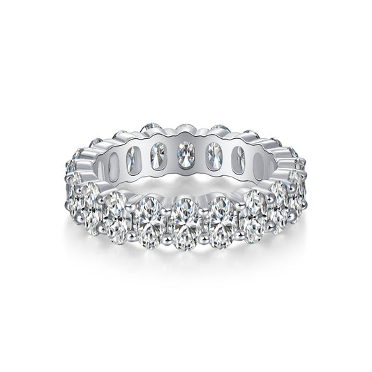 Anillo de Boda Luó Shén - Moissanita Ovalada Premium en Plata S925 y Platino - Image 2