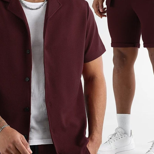 Cardigan Casual de Manga Corta para Hombre - Traje Verano Colores Sólidos - Image 2