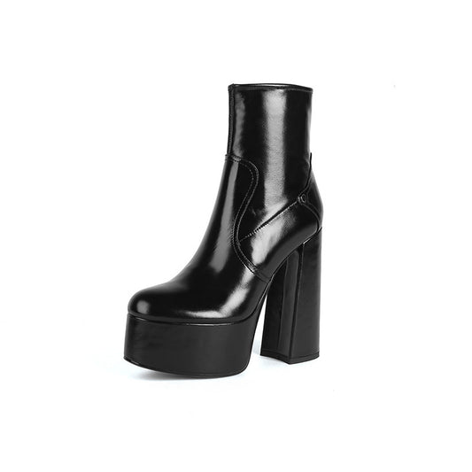 Botas Cortas Mujer Tacón Grueso Plataforma Impermeable Altura Extra - Image 2