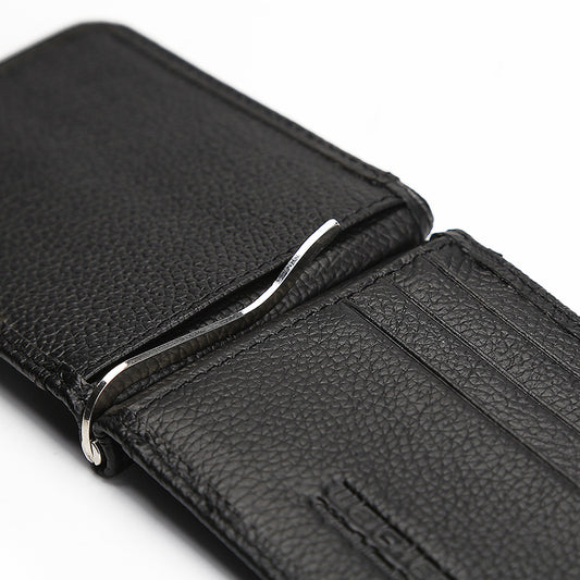 Billetera Casual Delgada para Hombre con Clip de Metal y Cuero PU Grabado - Image 2