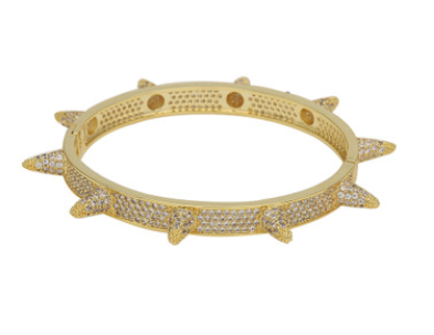 Pulsera Hip Hop Chapada en Oro Rosa con Cristales Brillantes y Remaches Puntiagudos - Image 2