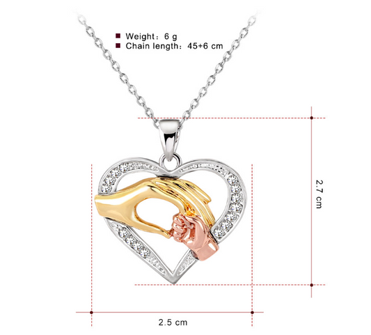 Collar de Corazón con Cadena para Parejas - Cristal Coreano 3 Colores - Image 2