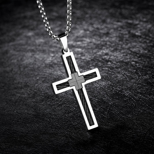 Collar para Hombre con Cruz de Acero de Titanio - Image 2