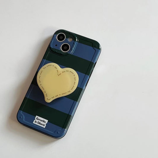Funda para Teléfono con Diseño de Rayas Azul y Verde - Amor - Image 2