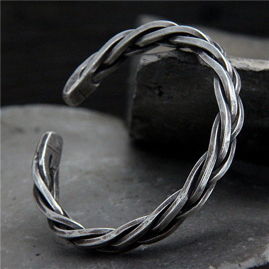Pulsera de Plata S925 Tejida con Cuerda de Cáñamo Vintage para Hombre - Image 2