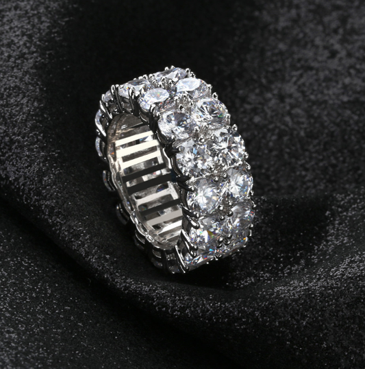 Anillo Hip Hop Doble Fila con Circones Incrustados para Hombre - Image 2